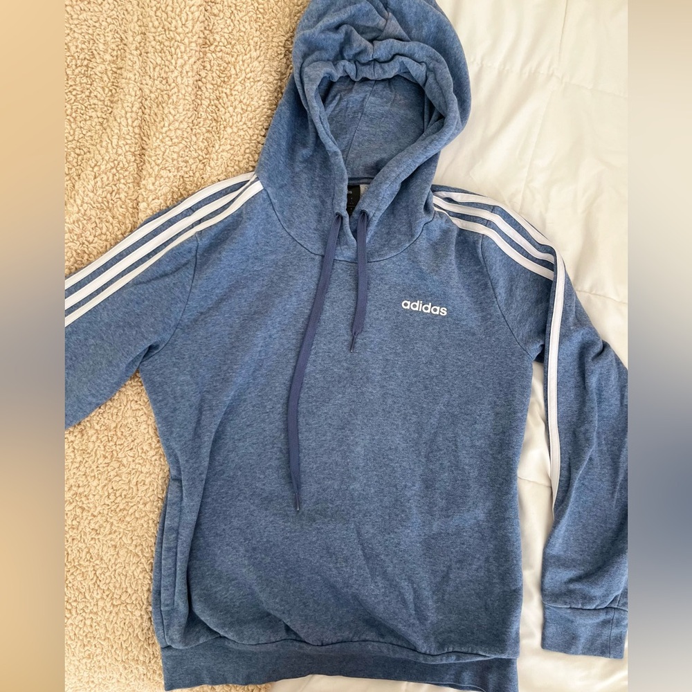 Adidas Blue Sweater with Iconic Stripes